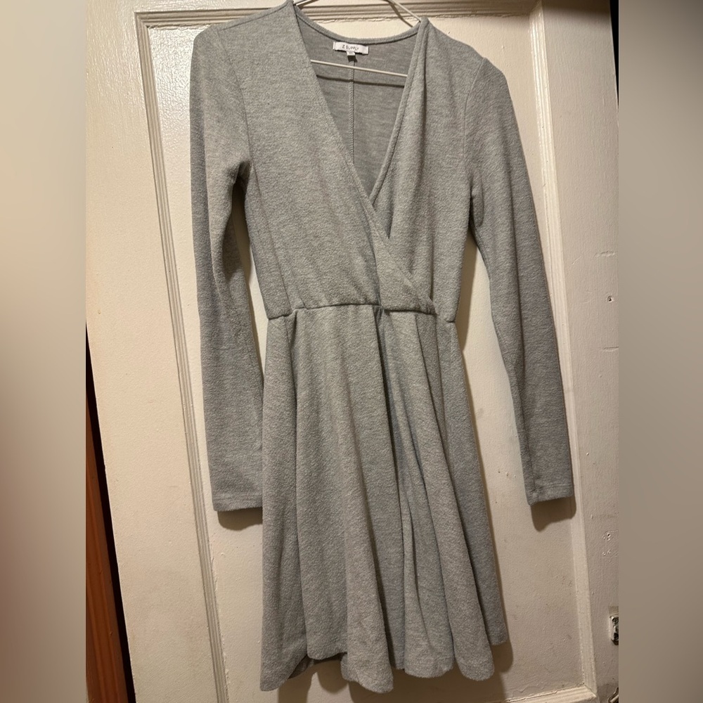 Z Supply Women's Thermal Softspun Surplice Knit Dress V Neck Grey - Small